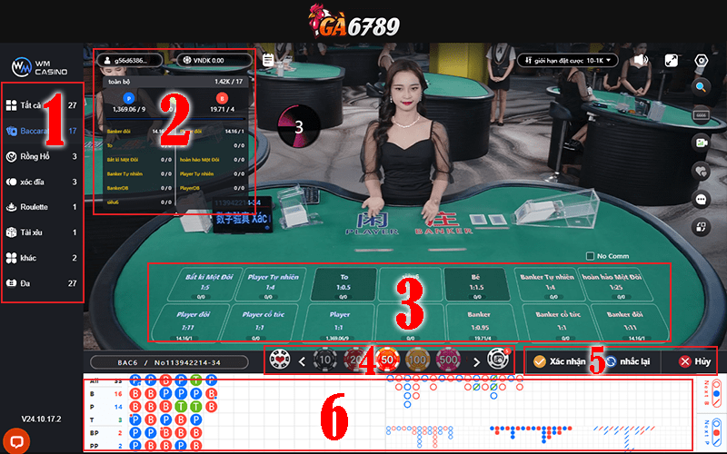 Cách xem giao diện đặt cược Baccarat online tại GA6789